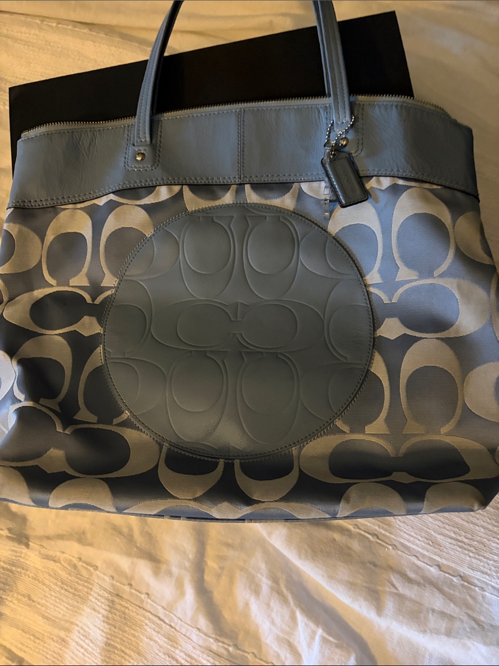 Coach Gray and Slate Blue Signature Tote